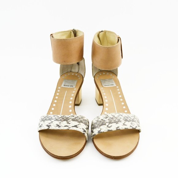 Dolce Vita Snake Print Leather Sandals #187-114 - Picture 2 of 5